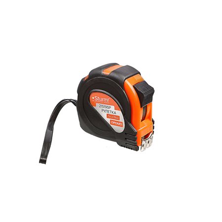 Рулетка 5x19мм, обрезиненная, магнит на зацепе, Sturm!
