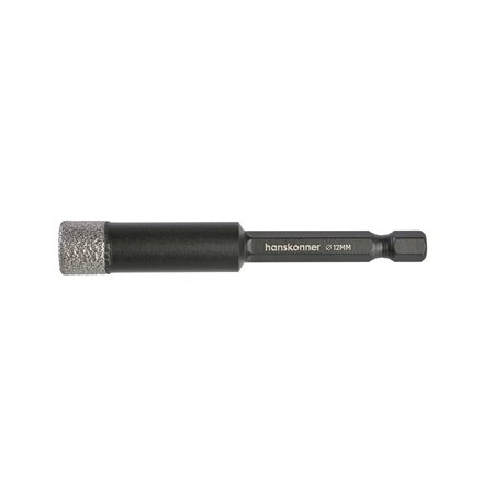 Коронка алмазная для дрели, TilePro, 12 мм, вакуумн. спекание алмазов, Hanskonner